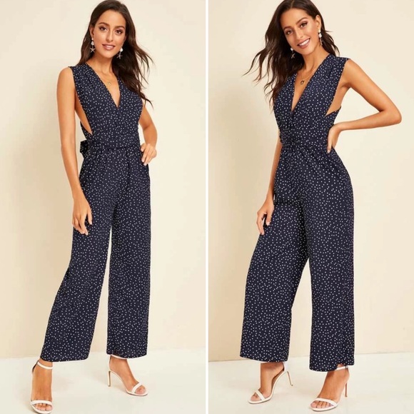 Tie Back Polka-Dot Jumpsuit - Picture 2 of 6